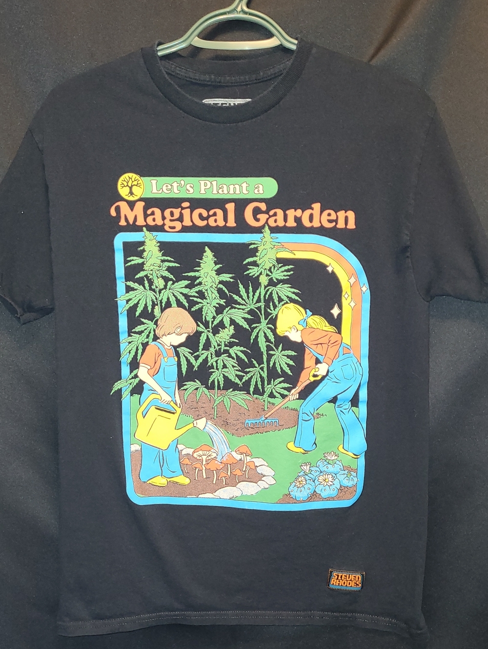 STEVEN RHODES Let's Plant a Magical Garden Graphic Tee - Black SZ Med